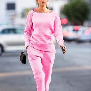 PINK & WHITE TEXTURED 2PC PANT SET main image 1